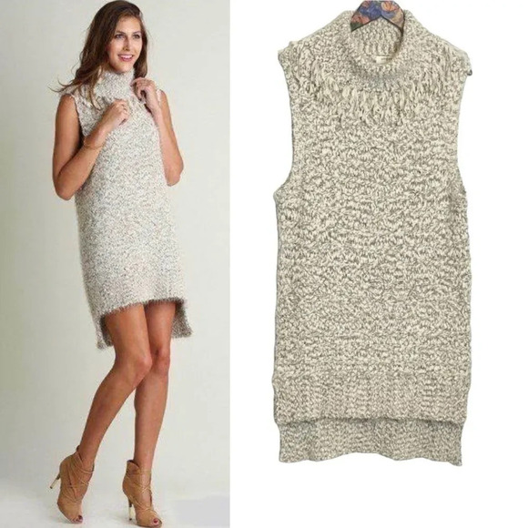 Umgee | Sweater Dress Chunky Knit Sleeveless High Low Hem Turtleneck BUTTER SOFT - Picture 1 of 7